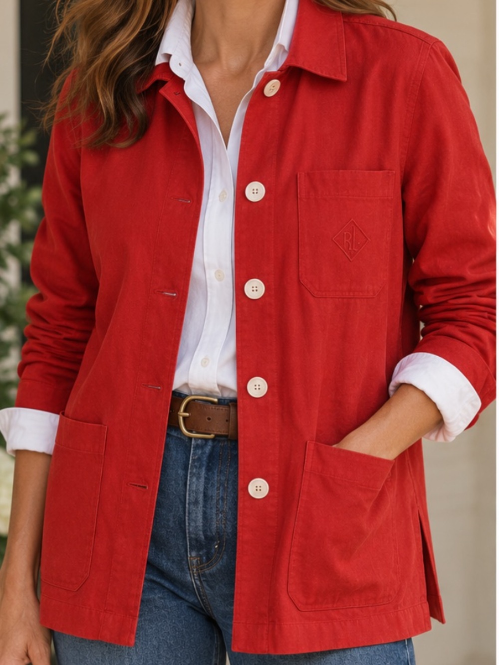 Lauren Ralph Lauren Vintage Red 100% Linen Jacket